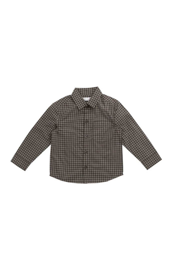Isaiah Shirt in Coffee Grid by Jamie Kay