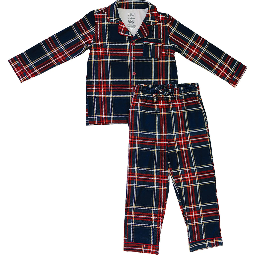 Collared Pajama Set in Christmas Plaid by Mebie Baby