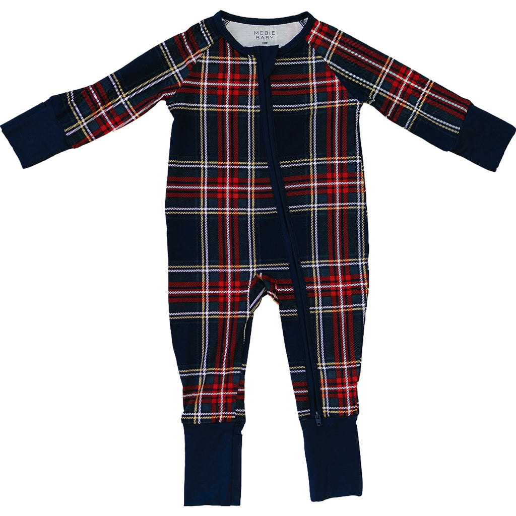 Bamboo Zipper in Christmas Plaid by Mebie Baby