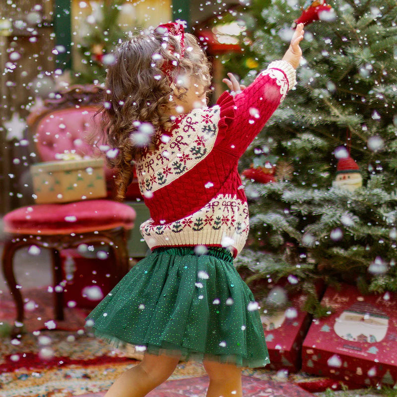 Skirt in Green Sequin by Souris Mini