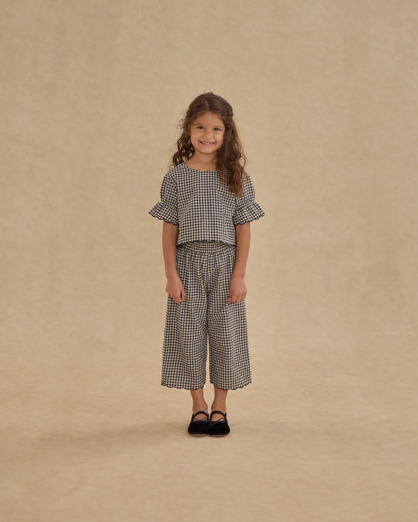 Wide Leg Pant in Black Gingham by Rylee + Cru