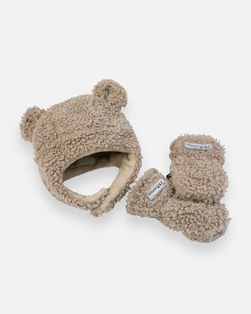 Teddy Hat and Mitten Set by 7AM