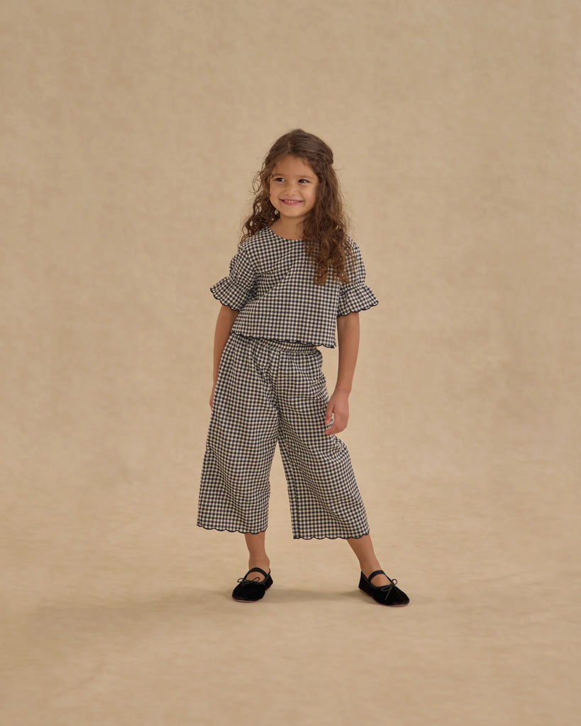 Wide Leg Pant in Black Gingham by Rylee + Cru