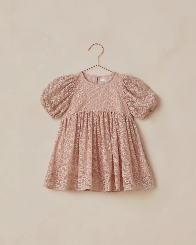 Luna Dress in Rose Embroidered Daisy By Noralee