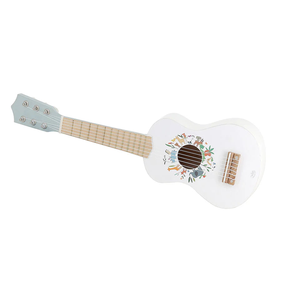 White Guitor with Animals on it