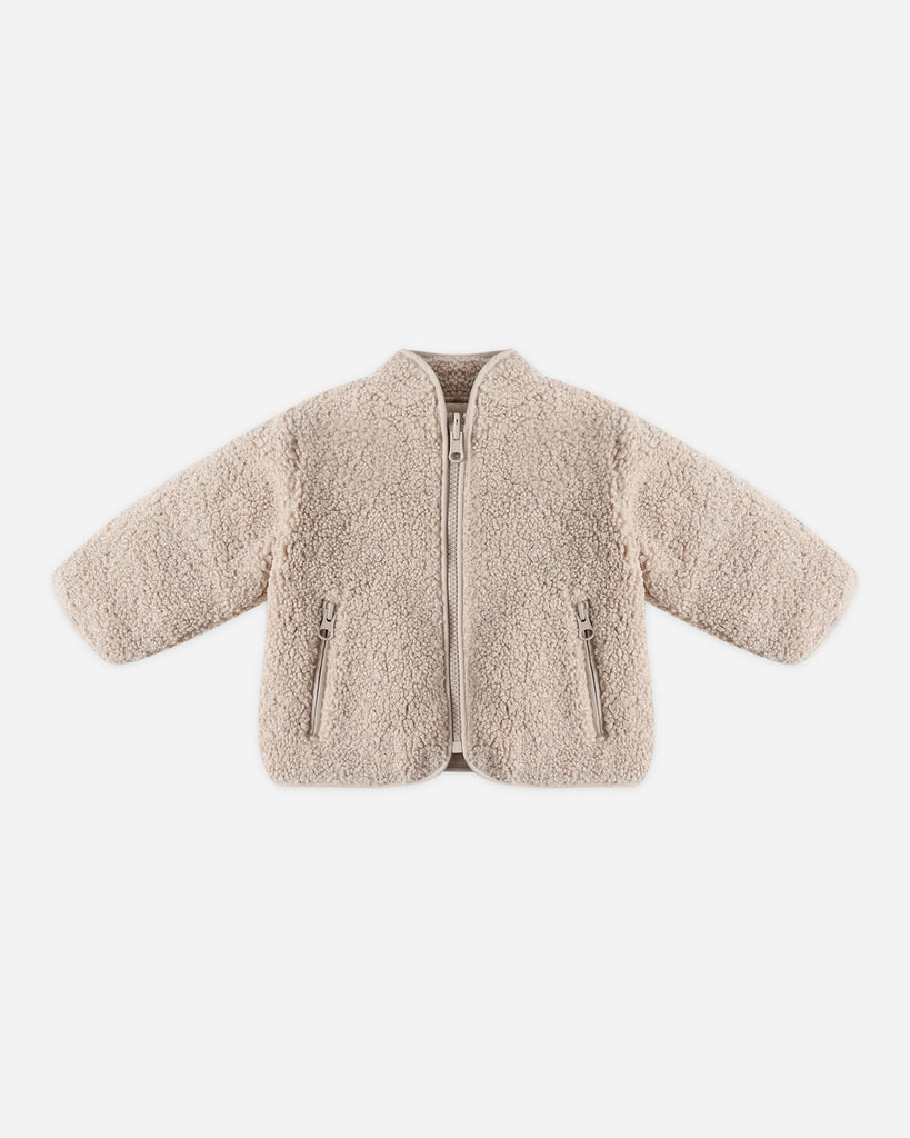 Shearling Zip Jacket in Oat by Quincy Mae