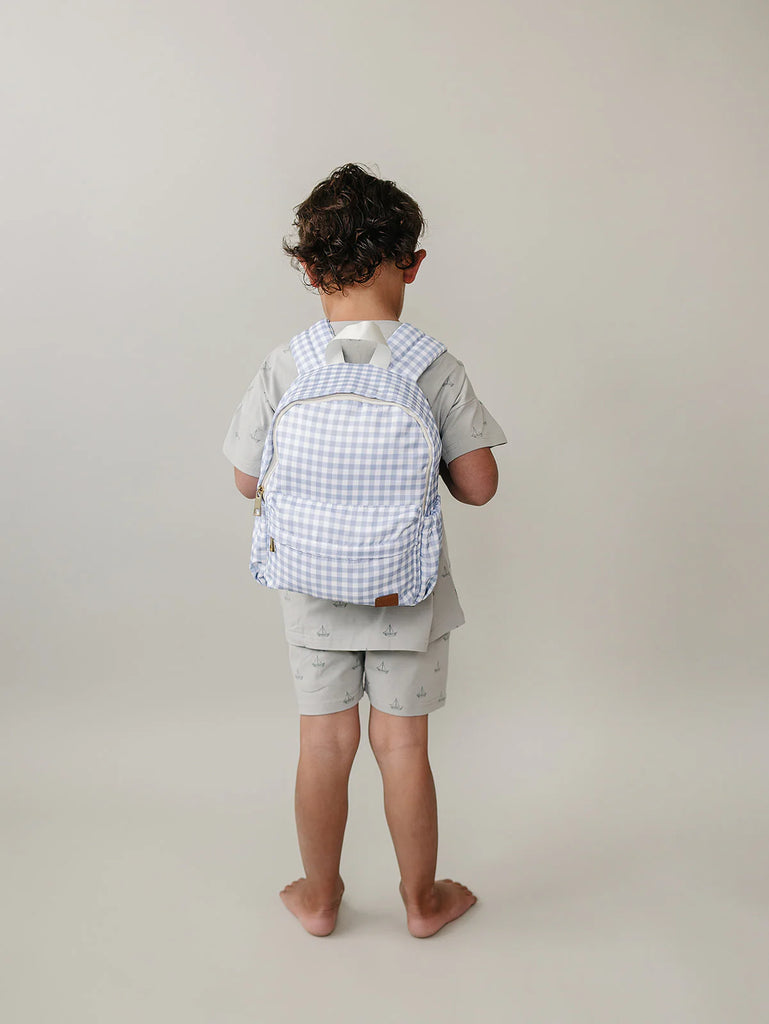 boyshit mini backpack Mini Backpack in Blue Gingham by Mebie Baby