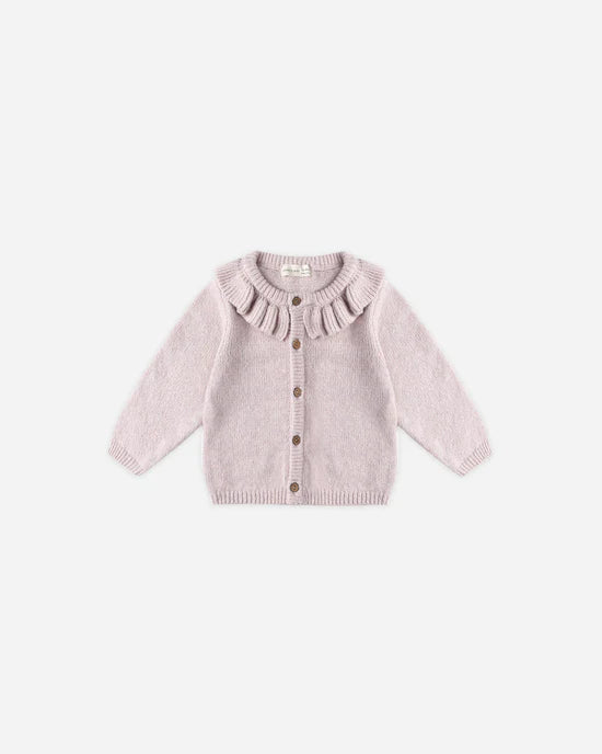 Ruffle Collar Cardigan in Lilac by Quincy Mae