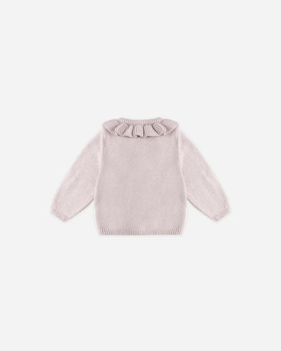 Ruffle Collar Cardigan in Lilac by Quincy Mae