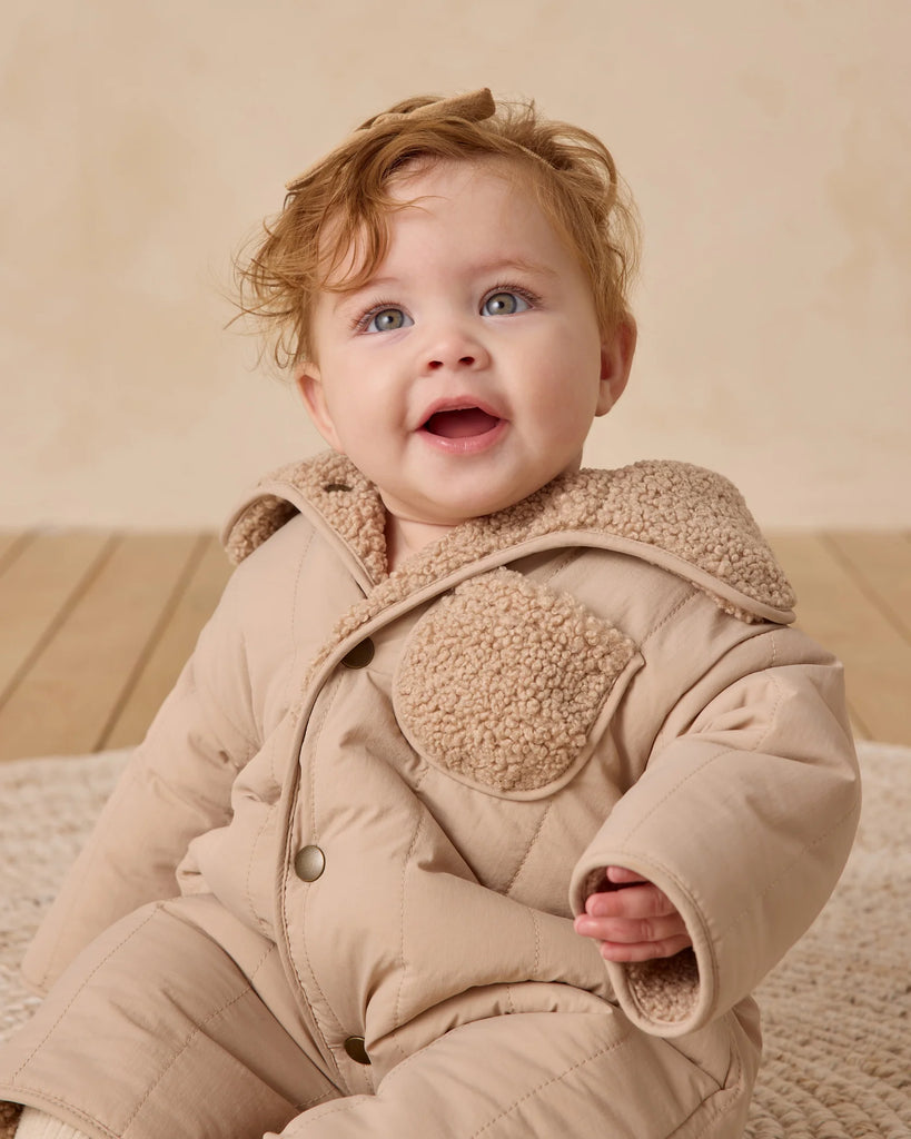 Shearling Jumpsuit in Oat by Quincy Mae