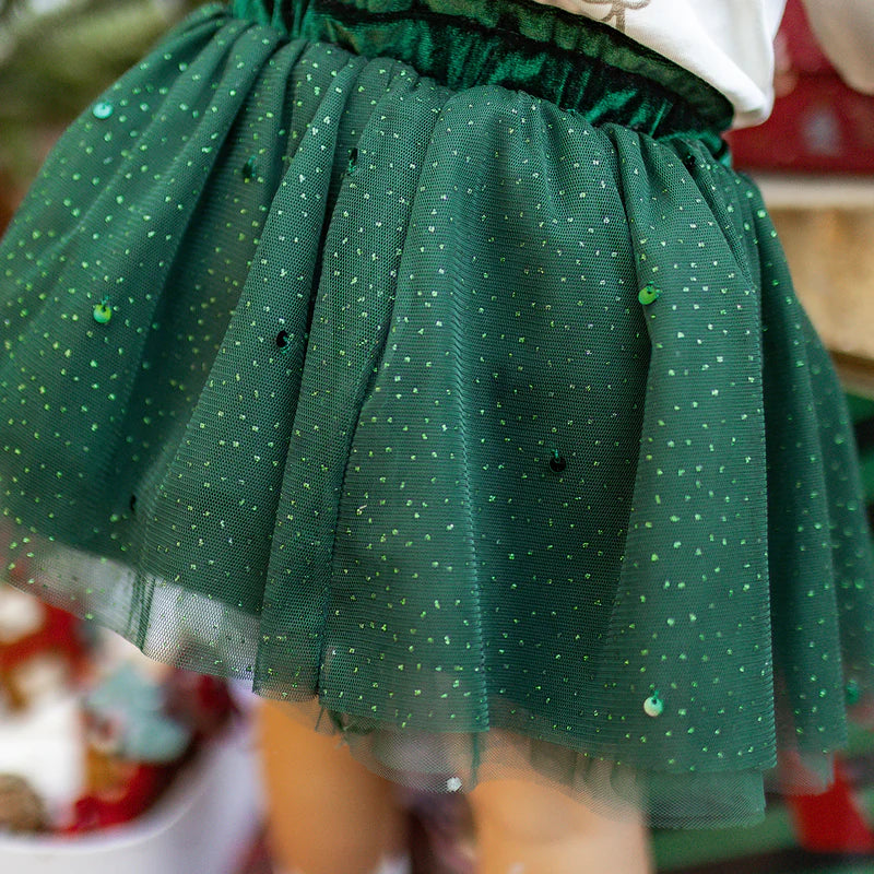 Skirt in Green Sequin by Souris Mini