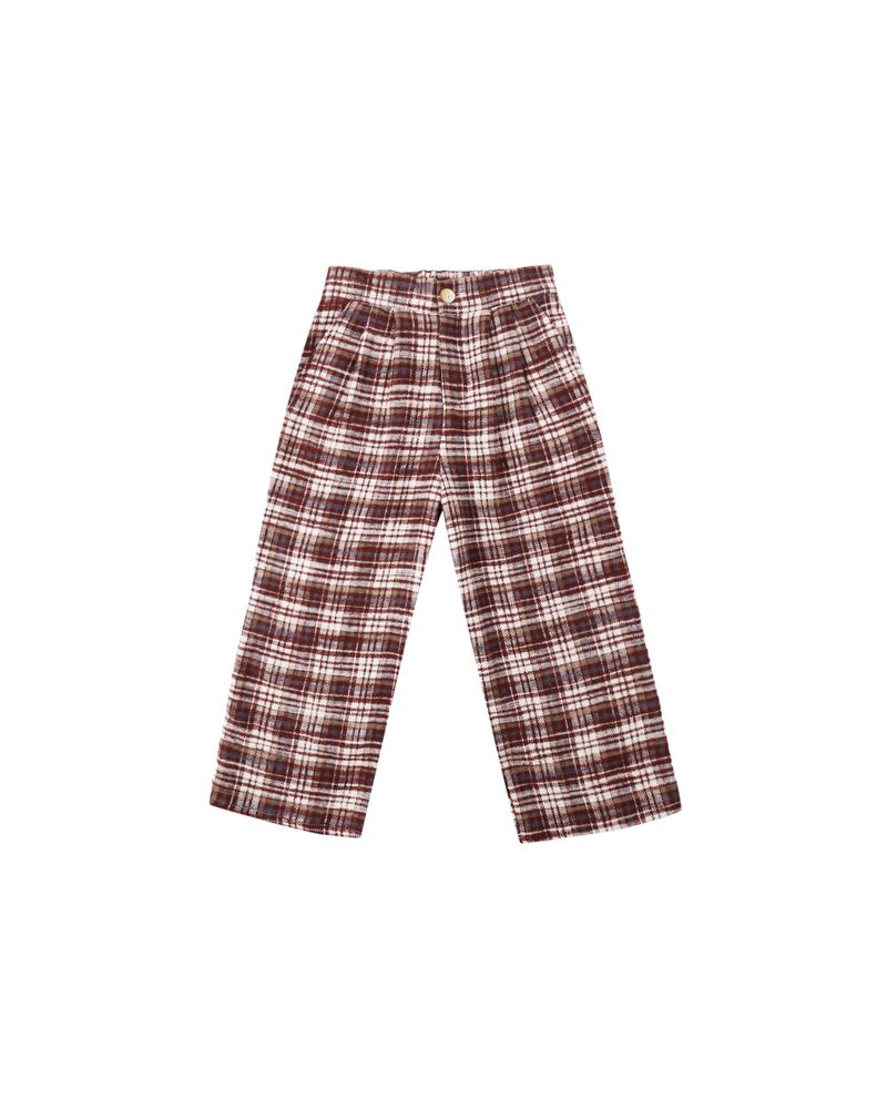 Brooklyn Trouser in Burgundy Plaid by Rylee + Cru