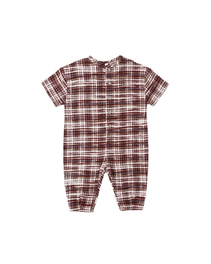 Hayes Jumpsuit in Burgundy Plaid by Rylee + Cru