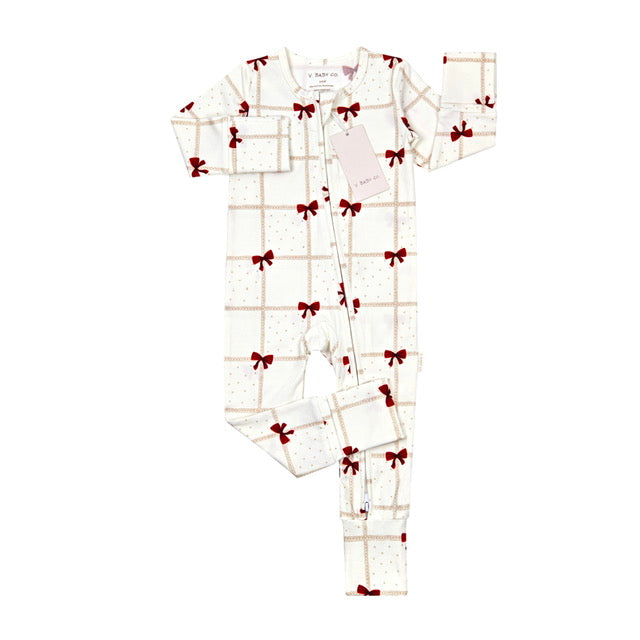 Cream onesie with red bows