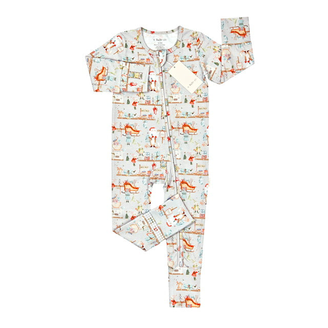 Christmas onesie with sleigh flat lay