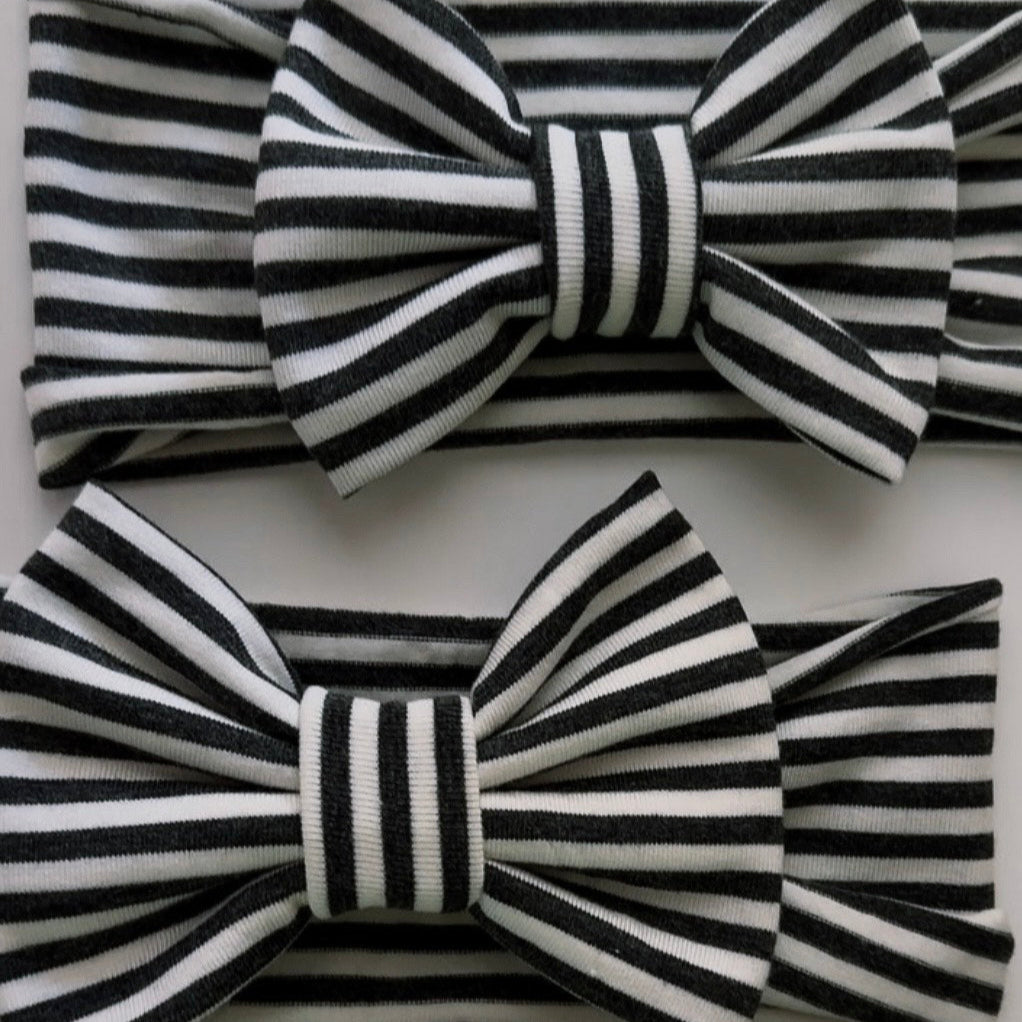 black & white stripe bow flat lay