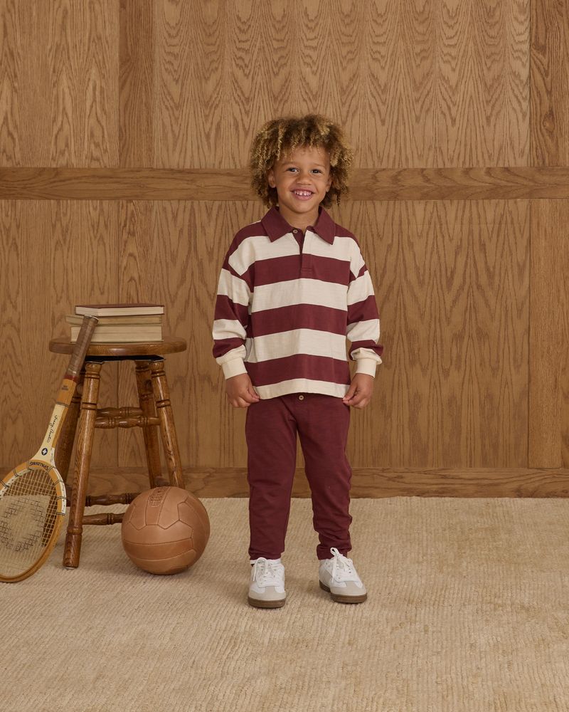 Rugby Polo in Burgundy Stripe 