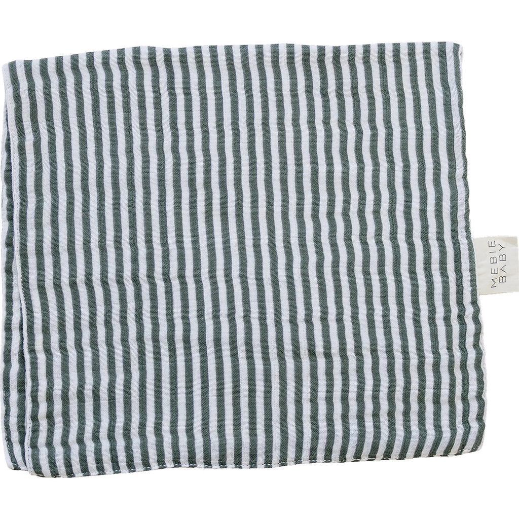 Muslin Burp Cloth in Green Stripes by Mebie Baby